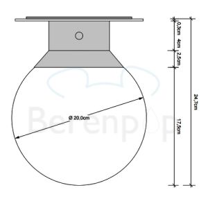 Decor Walther 0213113 GLOBE 20 plafondlamp ø19cm mat goud