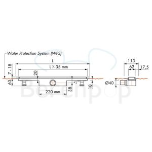 Easy Drain Compact 30 TAF EDCOMTAF100030 Duschrinn 100cm Seitenauslauf