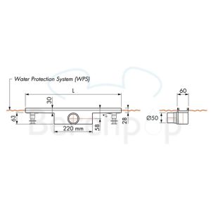 Easy Drain Compact 50 FF Fliese EDCOMTFF90050 Duschrinn 90cm Seitenauslauf