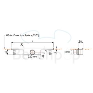 Easy Drain Compact 50 FF Zero EDCOMFFZ70050 Duschrinn 70cm Seitenauslauf