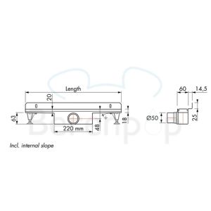 Easy Drain Compact 50 Wall Zero EDCOMWZ90050 Duschrinn 90cm Seitenauslauf