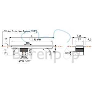 Easy Drain Multi TAF EDMTAF600 douchegoot 60cm zijuitloop