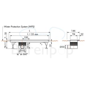 Easy Drain Multi TAF Wall EDMTAFW700 douchegoot 70cm zijuitloop