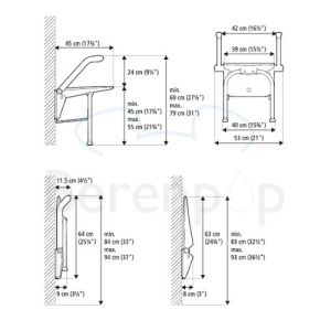 Etac Relax 81703040 Duschsitz mit Armlehnen und Stützfüßen weiß