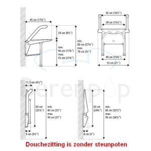 Etac Relax 81703060 Duschsitz mit Armlehnen und Rückenlehne weiß