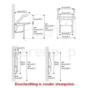 Etac Relax 81708050 Duschsitz mit Armlehnen und Rückenlehne Vulkangrau