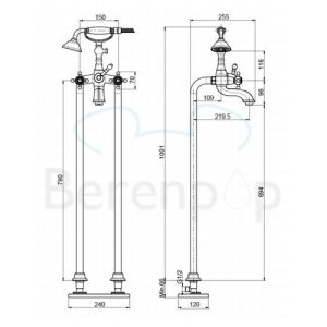 Fima Carlo Frattini Elizabeth F50844CR vrijstaande badkraan 2-greeps met garnituur chroom