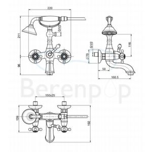 Fima Carlo Frattini Elizabeth F5084SN bath mixer surface-mounted 2 handle with garnish brushed nickel