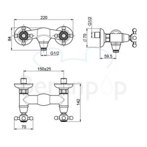 Fima Carlo Frattini Elizabeth F50851BR surface mounted shower mixer 2 handle bronze
