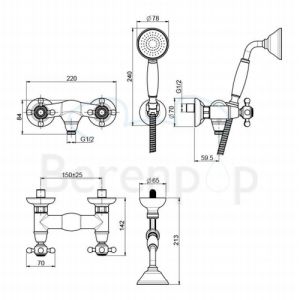 Fima Carlo Frattini Elizabeth F5085SN surface mounted shower mixer 2 handle with garnish brushed nickel