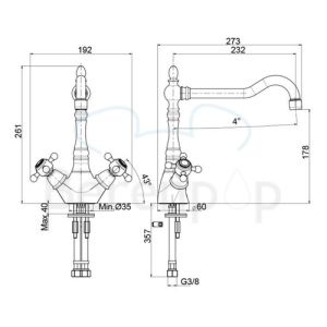 Fima Carlo Frattini Elizabeth F5087SN kitchen faucet 2 handle brushed nickel