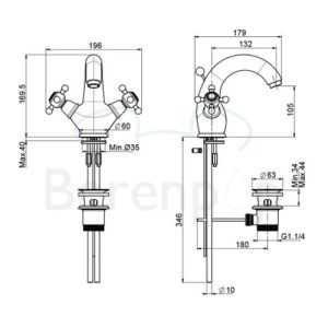 Fima Carlo Frattini Elizabeth F50912SN basin mixer 2 handle brushed nickel