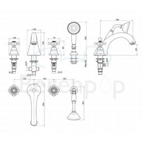 Fima Carlo Frattini Elizabeth F5094OR badrandkraan 4-gats met inzinkbaar garnituur goud