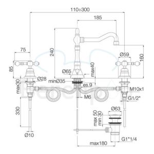 Fima Carlo Frattini Epoque F5051OR 3-hole basin faucet 2 handle gold