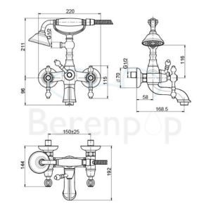 Fima Carlo Frattini Epoque F5054OR bath faucet surface-mounted 2 handle with garnish gold