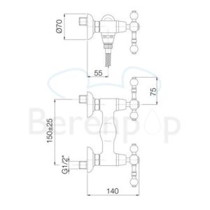 Fima Carlo Frattini Epoque F50551SN surface mounted shower mixer 2 handle brushed nickel