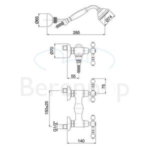 Fima Carlo Frattini Epoque F5055OR surface mounted shower faucet 2 handle with garnish gold