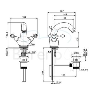 Fima Carlo Frattini Epoque F50612OR basin mixer 2 handle gold