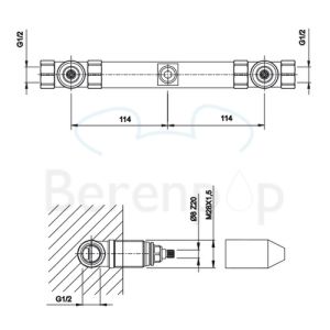 Fima Carlo Frattini F2230 inbouwdeel voor 3-gats wandwastafelkraan