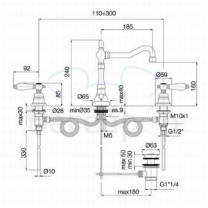 Fima Carlo Frattini Herend F5401OR 3-hole basin faucet 2 handle gold
