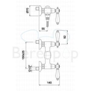 Fima Carlo Frattini Herend F54051BR surface mounted shower mixer 2 handle bronze