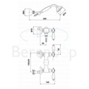 Fima Carlo Frattini Herend F5405BR surface mounted shower mixer 2 handle with garnish bronze