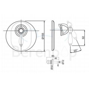 Fima Carlo Frattini Herend F5409X2OR concealed bath/shower mixer 1 handle with 2 way diverter (2 outputs) gold