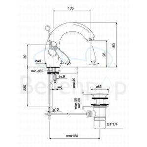 Fima Carlo Frattini Herend F5431BR basin mixer 2 handle bronze