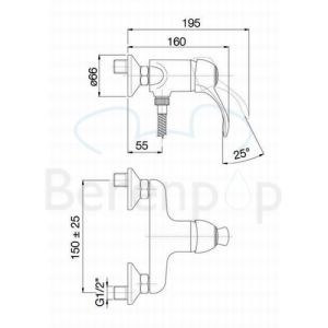 Fima Carlo Frattini Lamp F33051SN surface mounted shower mixer 1 handle brushed nickel