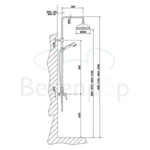 Fima Carlo Frattini Lamp F33052SN surface mounted shower mixer 1 handle with shower set brushed nickel