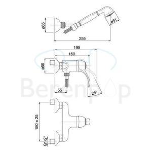 Fima Carlo Frattini Lamp F3305OR surface mounted shower mixer 1 handle with garnish gold
