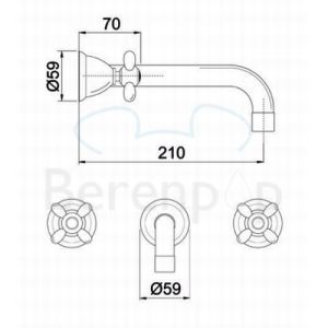 Fima Carlo Frattini Olivia F5001L5SN 3-gats wandwastafelkraan 2-greeps uitloop 20cm geborsteld nikkel