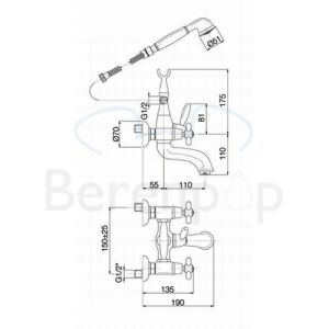 Fima Carlo Frattini Olivia F5004SN bath mixer surface-mounted 2 handle with garnish brushed nickel
