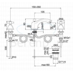 Fima Carlo Frattini Olivia F5011SN 3-hole basin faucet 2-handle brushed nickel