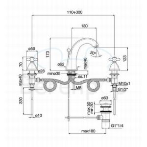 Fima Carlo Frattini Olivia F5031OR 3-hole basin faucet 2 handle gold