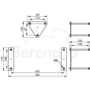 Handicare (Linido) LI0122508402 Satz Gegenplatten für Duschsitze Edelstahl beschichtet weiß