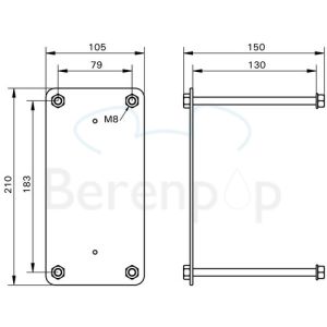 Handicare (Linido) LI0126501402 Gegenplatte für klappbare Stützgriffe Edelstahl beschichtet weiß (pro Stück)