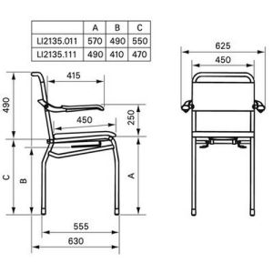 Handicare (Linido) LI2135111402 douche-/ toiletstoel (zithoogte 530mm) RVS gecoat wit