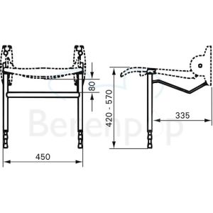 Handicare (Linido) LI2214201102 Zusatzfuß-Set für Duschsitz Stahl weiß beschichtet
