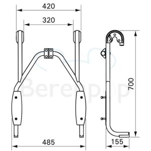 Handicare (Linido) LI2216001402 Einhängegestell für Duschsitz Edelstahl weiß beschichtet