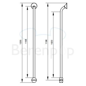 Handicare (Linido) LI2611018411 verticale combi-beugel Ergogrip 1235mm RVS gecoat antraciet