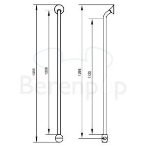 Handicare (Linido) LI2611019211 verticale combi-beugel Ergogrip 1335mm RVS gepolijst (antraciete afdekkap)
