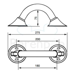 Handicare (Linido) LI2611020402 wandbeugel Ergogrip 200mm RVS gecoat wit