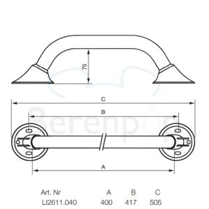Handicare (Linido) LI2611040402 wandbeugel Ergogrip 400mm RVS gecoat wit