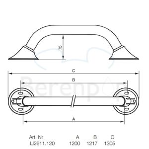 Handicare (Linido) LI2611120111 wandbeugel Ergogrip 1200mm staal gecoat antraciet