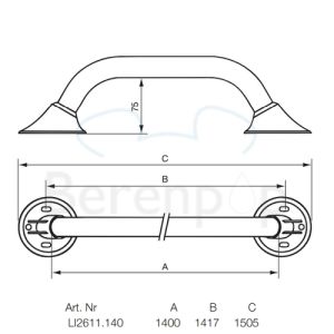 Handicare (Linido) LI2611140111 wandbeugel Ergogrip 1400mm staal gecoat antraciet