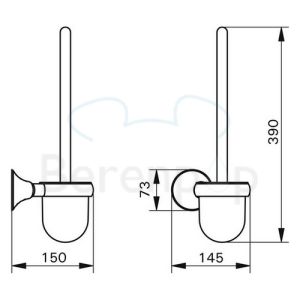 Handicare (Linido) LI2631000602 toiletborstel in houder kunststof wit