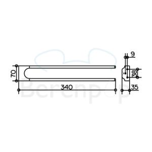 Keuco Moll 12719010000 2-lids towel holder 340mm chrome