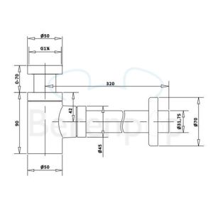 San4U 1013117 design siphon for fountains chrome
