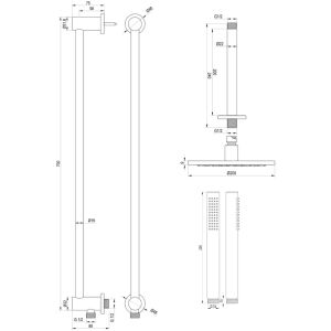 Brauer Carving 5-GG-113 thermostatic concealed rain shower SET 17 gold brushed PVD